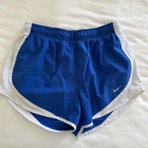 Nike Women's Royal Blue and White Athletic Shorts